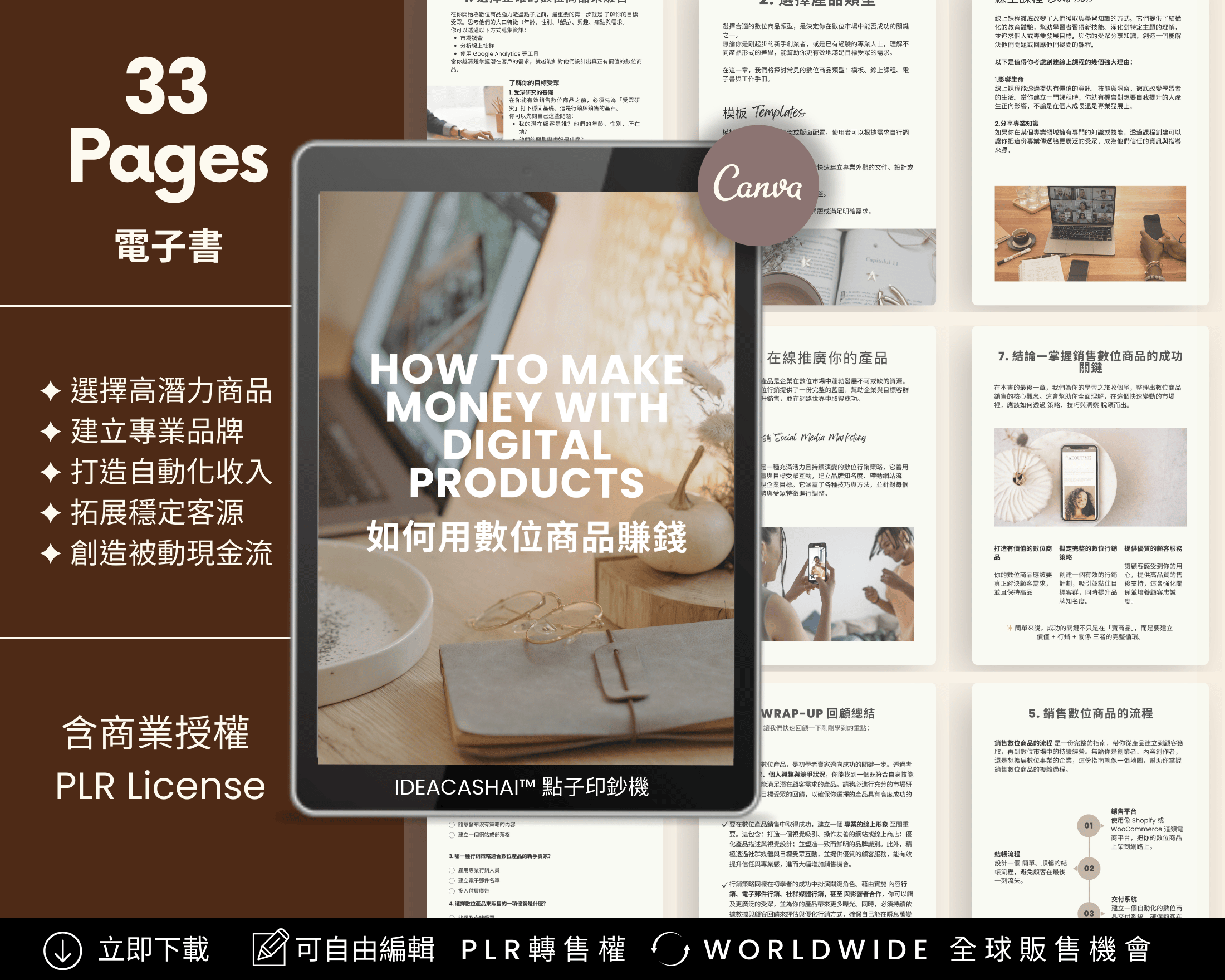 Passive Income Guide Chinese Edition – includes bonus toolkit and resale license ｜ 被動收入指南 繁體中文版 內含加值工具包與授權文件，支援即時下載