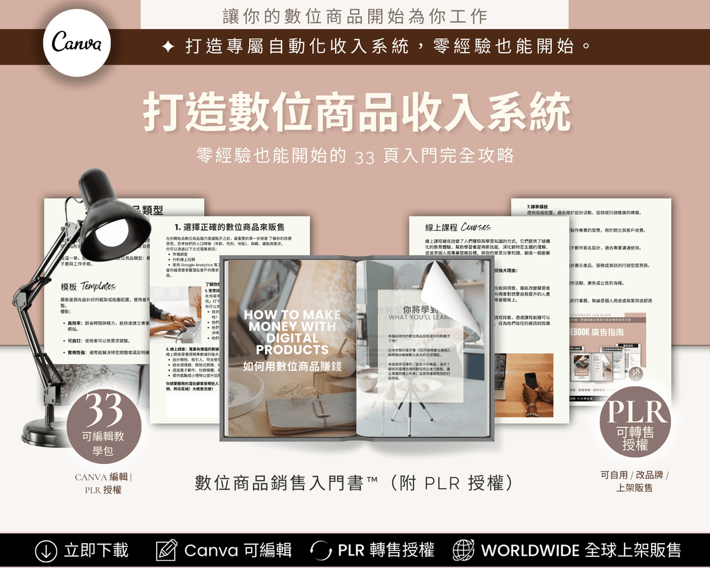 Passive Income Guide – Traditional Chinese Edition ｜ 被動收入指南 繁體中文版 數位商品變現教學手冊（PLR 授權，可轉售）